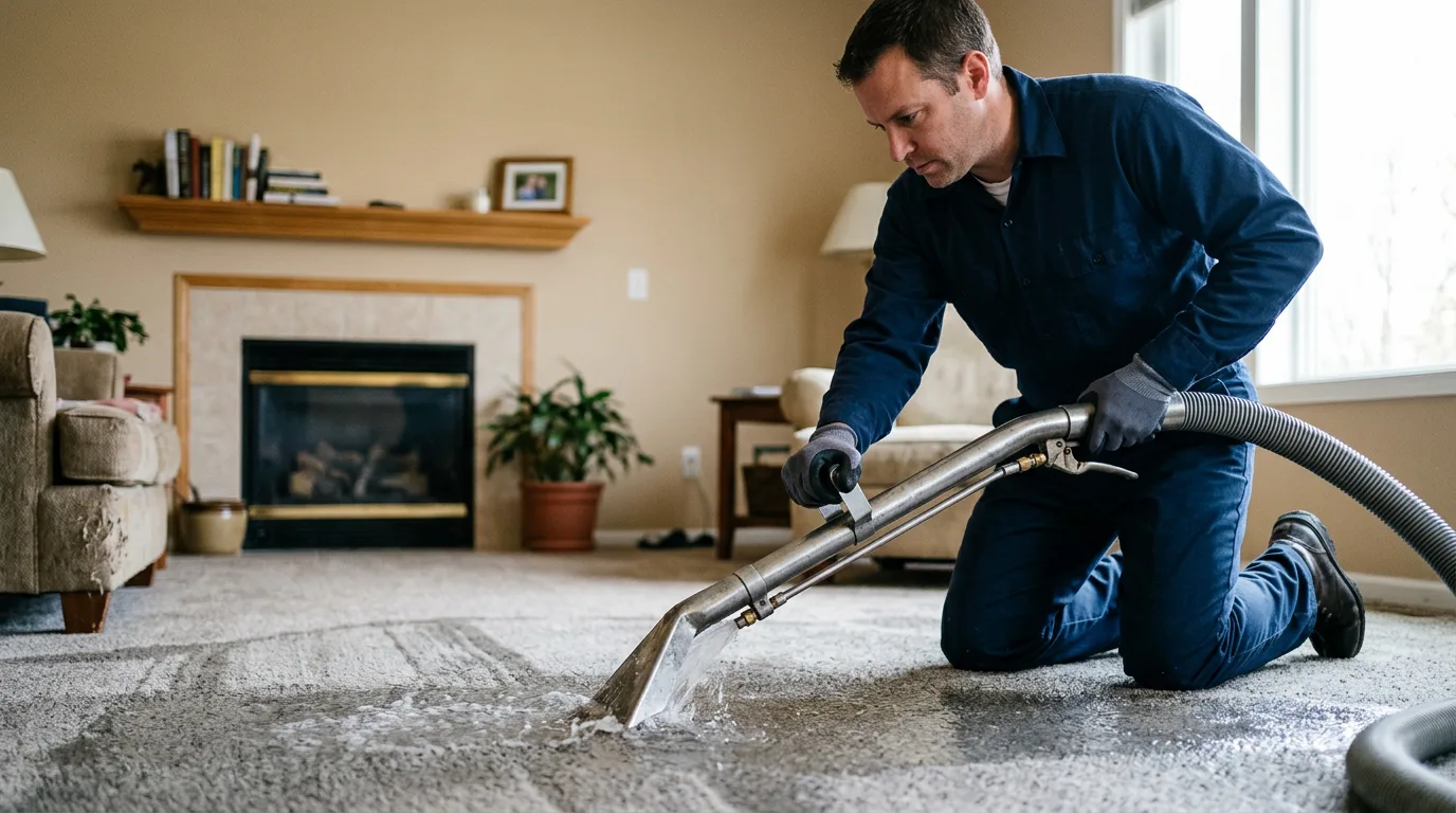 Water damage restoration technician working near Flushing, OH